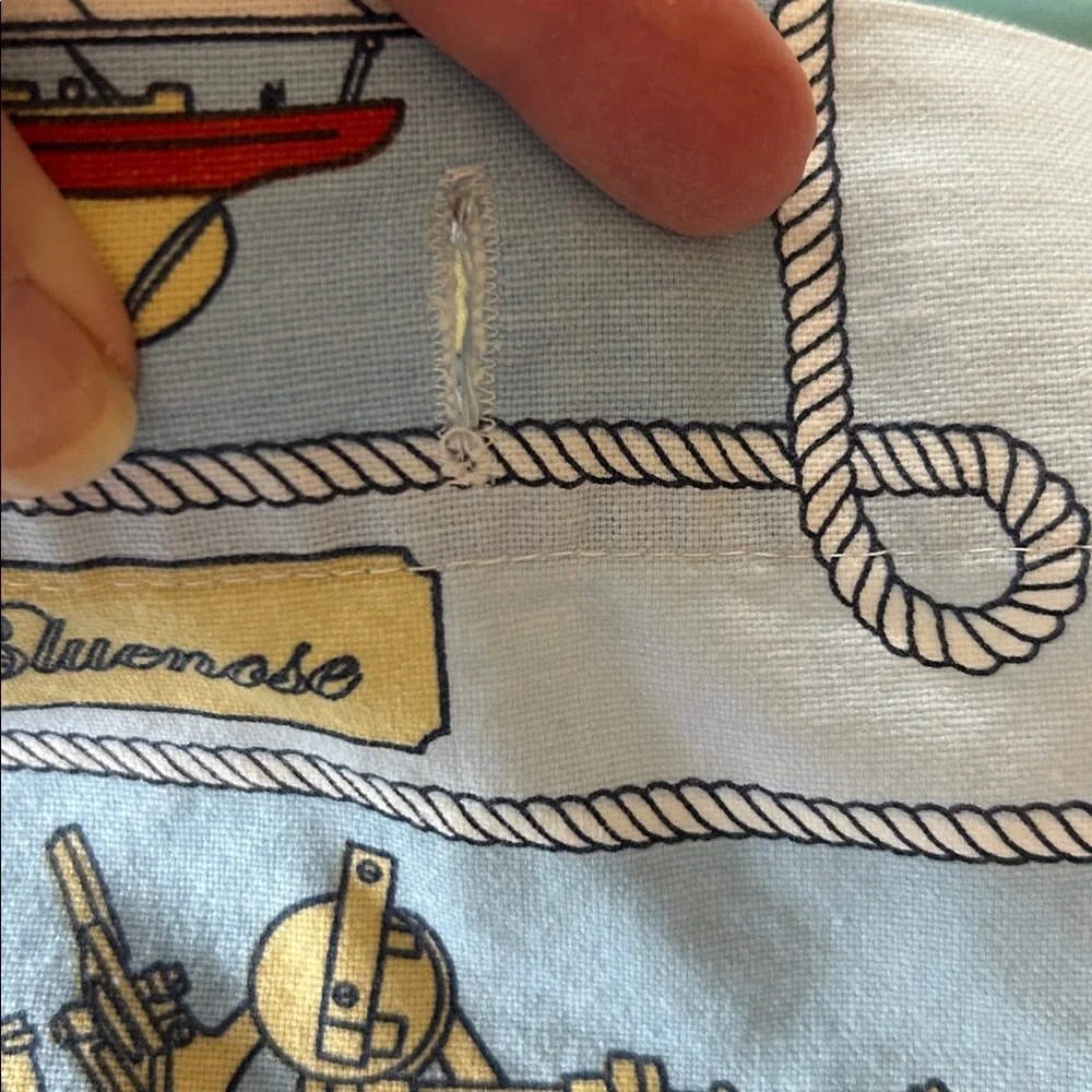 Ocean sea life shower curtain theme schooner sailboat anchor rope knots euc